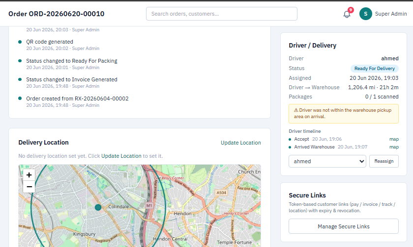 Delivery & secure links